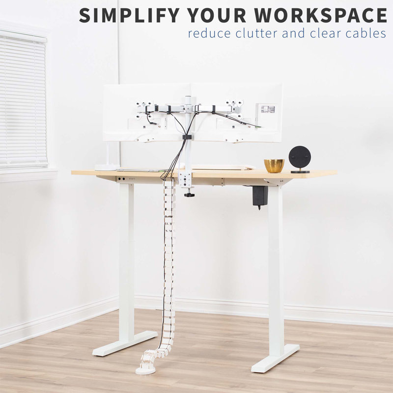 White Adjustable Vertebrae Cable Management Kit for Desk