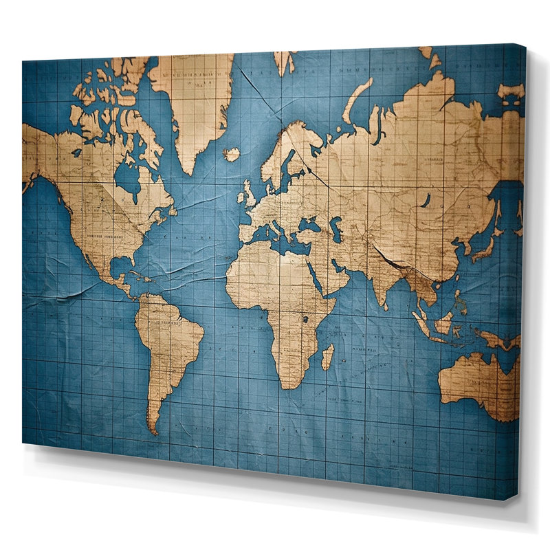 Ancienne carte du monde VII, reproduction d'art sur toile, H 12 po x l 20 po x P 1 po, Toile tendue