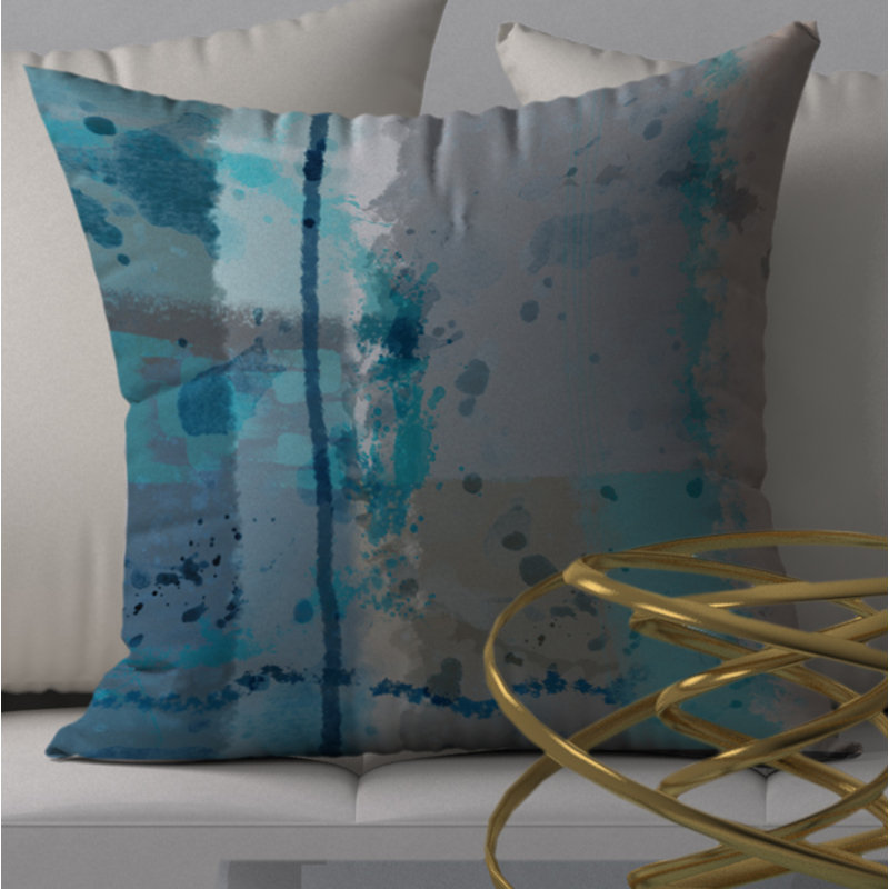 Housse de coussin carrée/insert, 20 po X 20 po, Gris te bleu