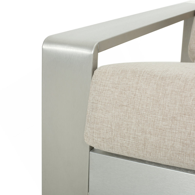 Méridienne La Plata, Coussin beige / structure argentée