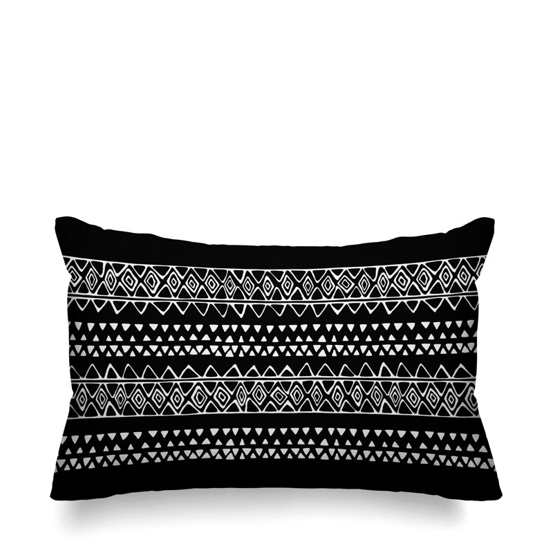 Titi Geometric Outdoor Reversible Throw Pillow, Black
