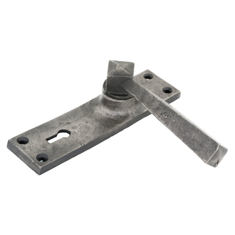 Straight Lock Door Handle, Antique Pewter