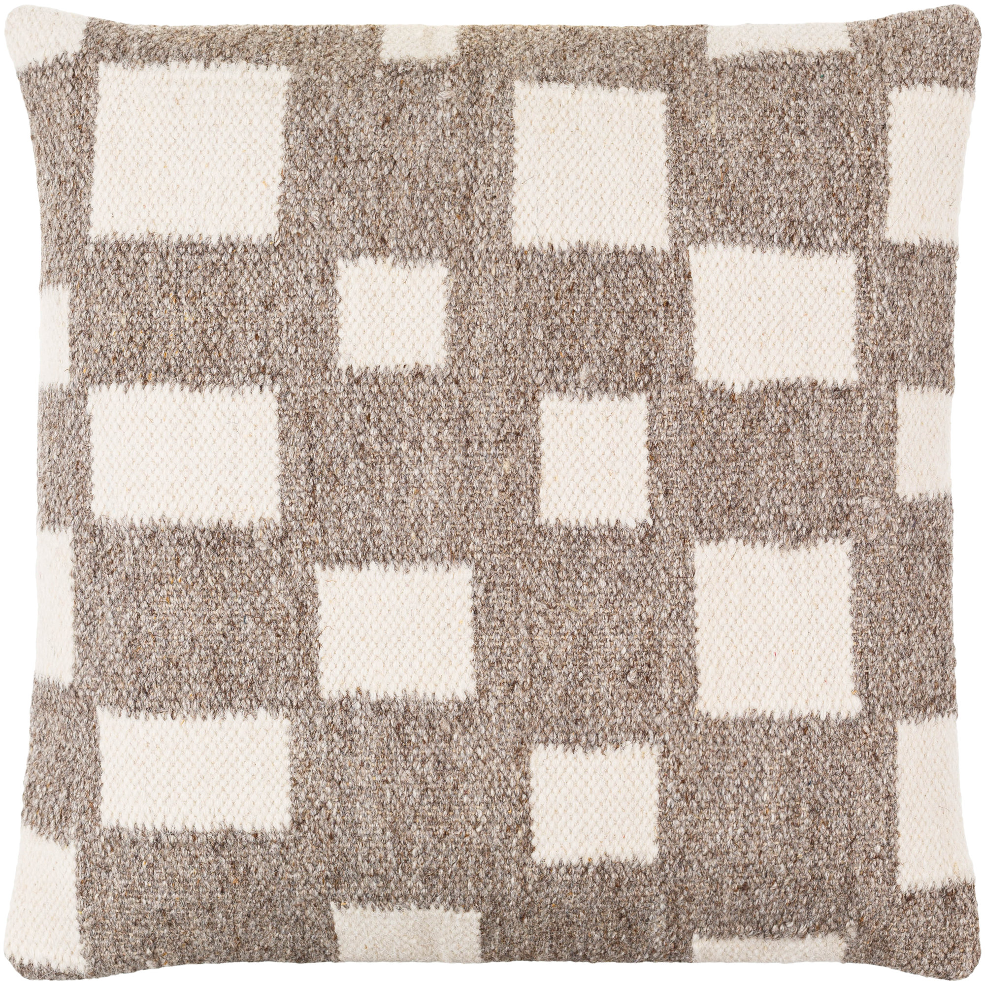 Leonida Geometric Cotton Throw Pillow, 20"H x 20"W, Brown/Off-White, Pillow Cover Only - No Insert