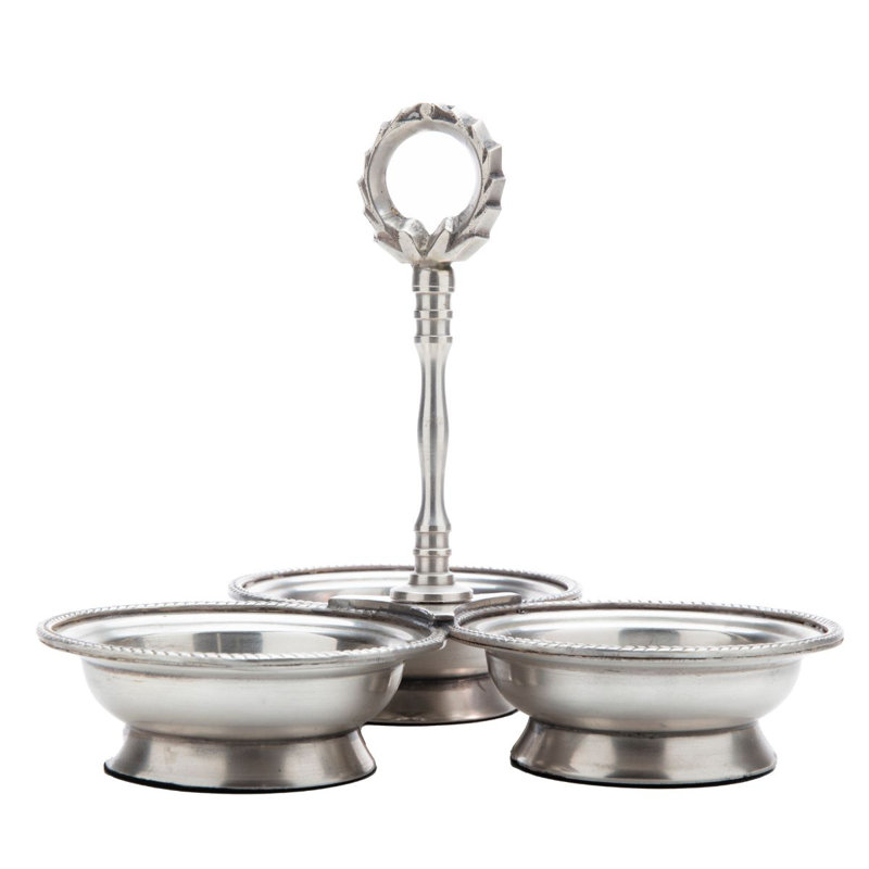Antique Silver 3 Dish Server