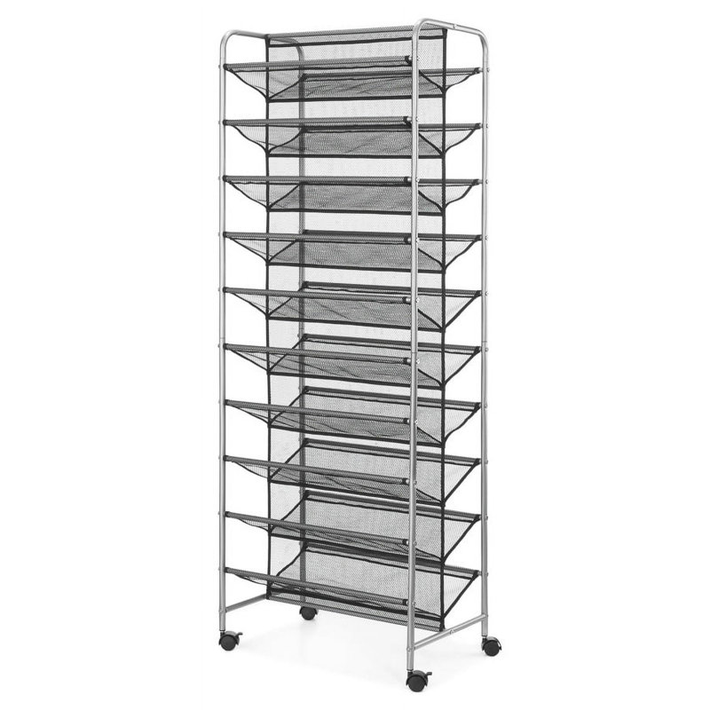 60 Pair Shoe Rack, Silver