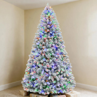 Arbre de Noël artificiel 7,5 pi avec 450 lumières DEL multicolores, 1446 pointes articulées, 10 modes d'éclairage