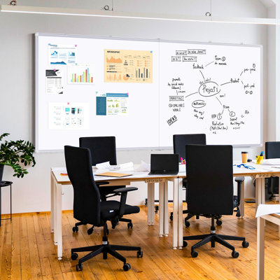 96" x 48" Wall-Mounted Whiteboard Magnetic Dry Erase Board