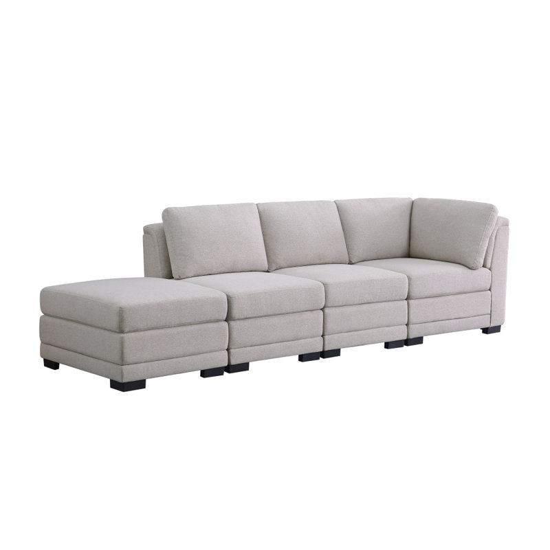Canapé moderne réversible en tissu de lin avec repose-pieds Krist112