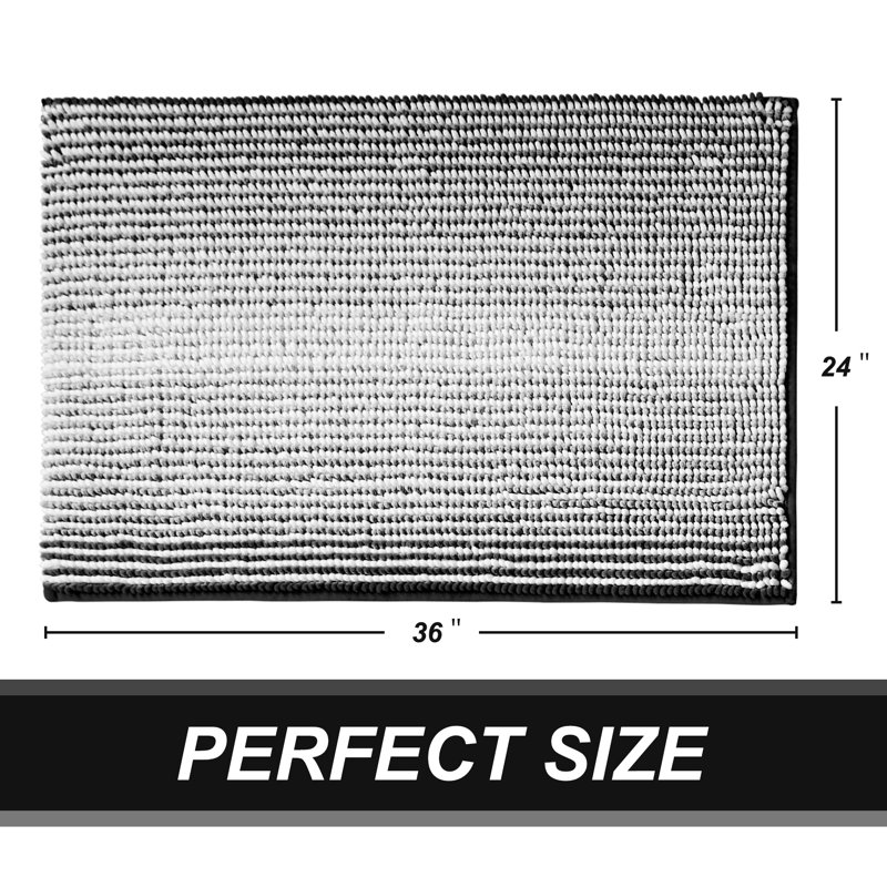 Tapis pour salle de bain en chenille douce Zager, Noir, L 36 po x l 24 po