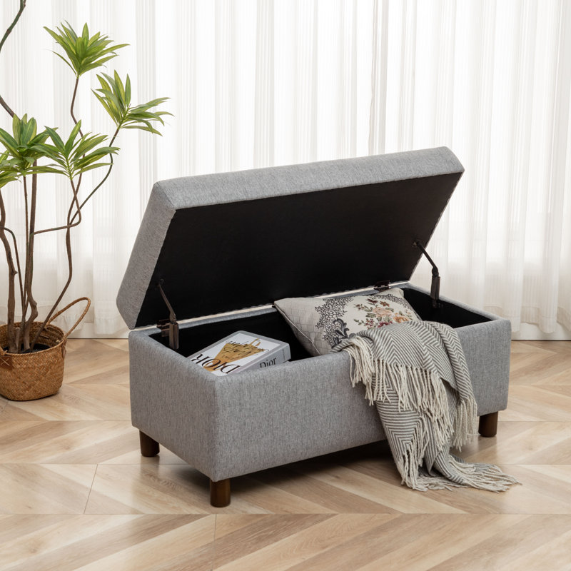 Banc de rangement rembourré Calletana, Gris / uni
