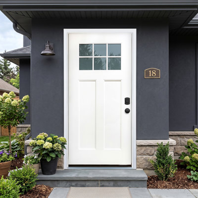 36" x 80" 6-Lite Fiberglass Front Entry Door with Door Frame Inswing Exterior Door with Frosted Glass, 6-9/16" Jamb, Right Hand/Left Hand, Handle Not Included
