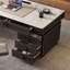 Bureau rectangulaire noir avec 6 tiroirs-109742706