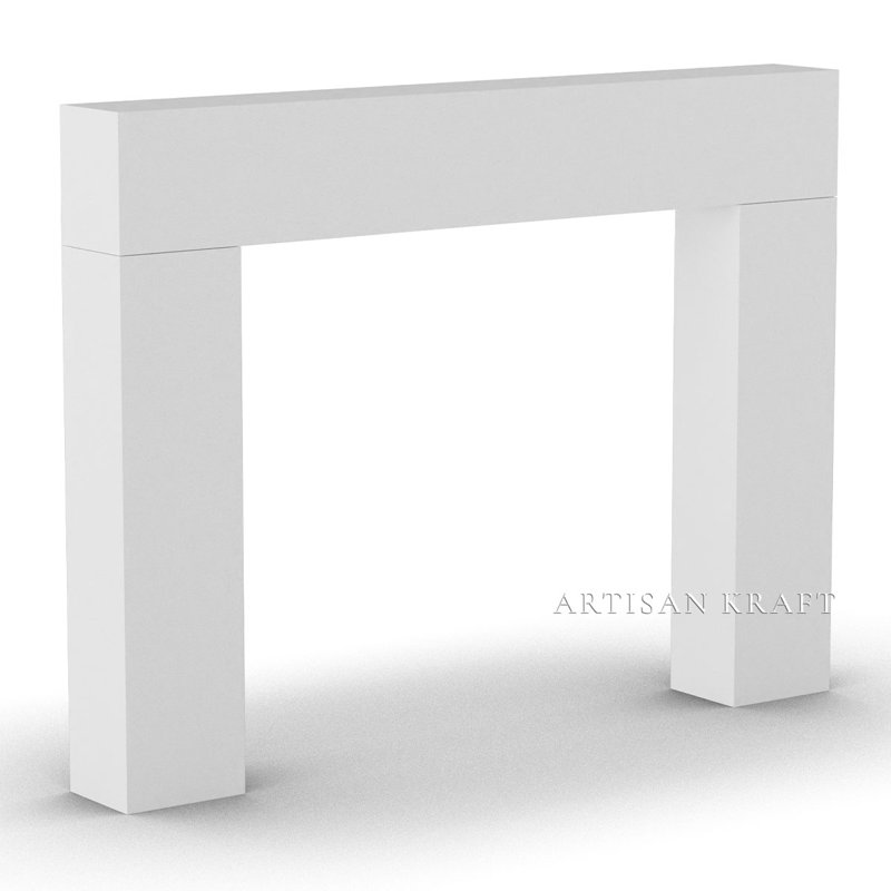 Contemporary Cast Stone Fireplace Surround with Beveled Hearth, Natural, 52" H x 70" W x 10" D