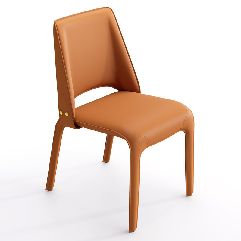 Saddle Leather Dining Chair, Orange