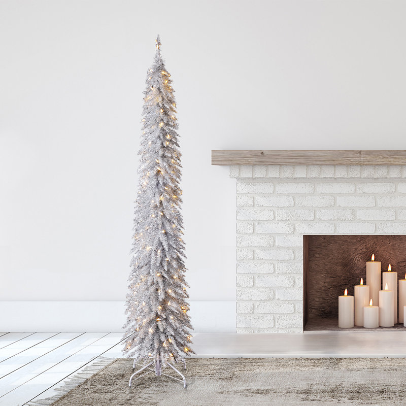 Pencil Frosted 7' Pre-Lit Pine Christmas Tree