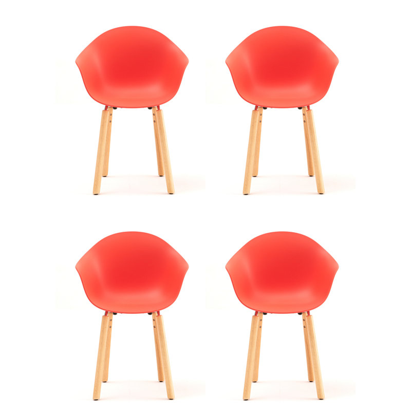 TA Armchair (Set of 4), Red/Natural