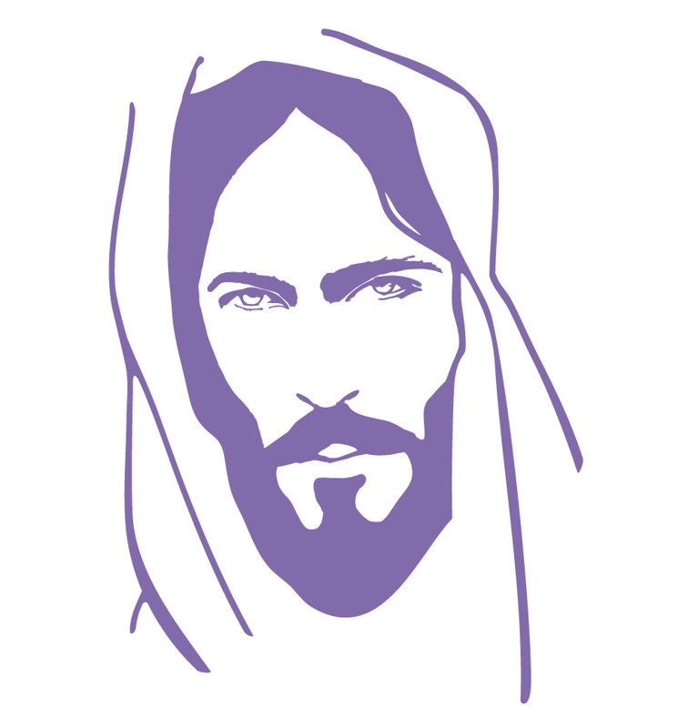 Décalcomanie murale face of jesus, Lavande, H 36 po x l 25 po x P 0,01 po