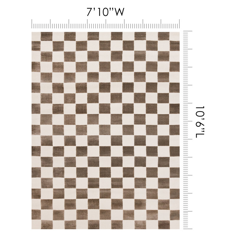 Tapis d'intérieur à carreaux brun Marshay, Rectangle 7 pi 10 po x 10 pi 5 po