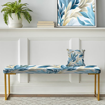 Coastal Neutrals - motif tropical - banc rembourré doré Tropical