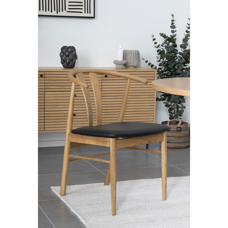 Elmhur 42.6cm H Polyester Upholstered Parsons Chair in Natural / Black