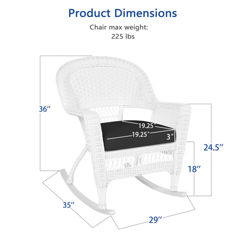 Chaise berçante en osier Raenesha, Blanc, Noir