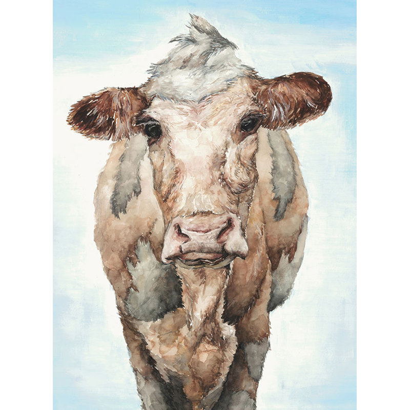 Watercolor Bovine Painting by Beverly Fuller, 54" H x 40" W x 1.5" D, Knife Gel