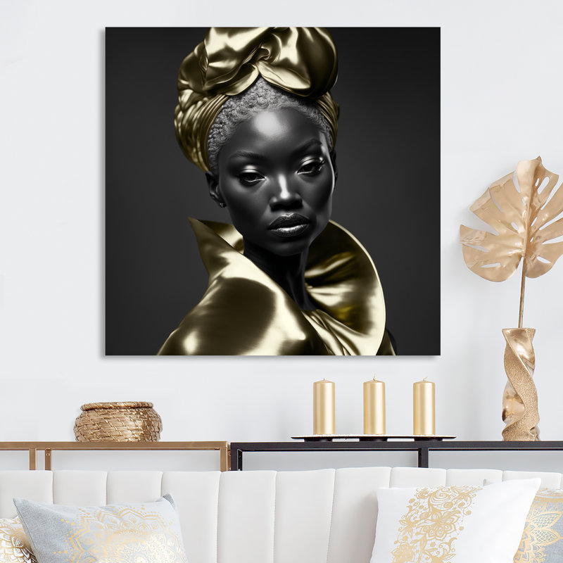 Exquise beauté en noir et or VI - reproduction sur toile, H 16 po x l 16 po x P 1 po, Toile tendue