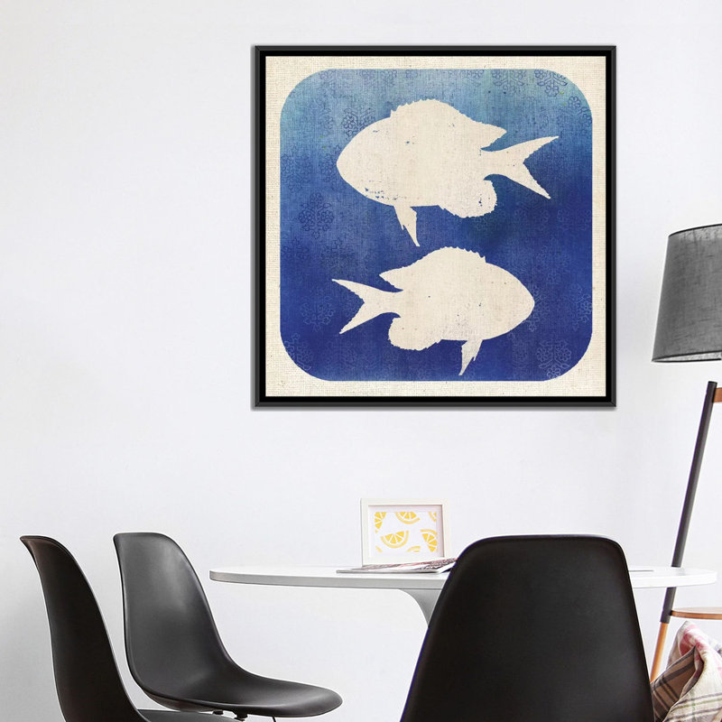 " Watermark Fish " by Studio Mousseau, 18" H x 18" W x 1.5" D, Black Framed Canvas, No Mat