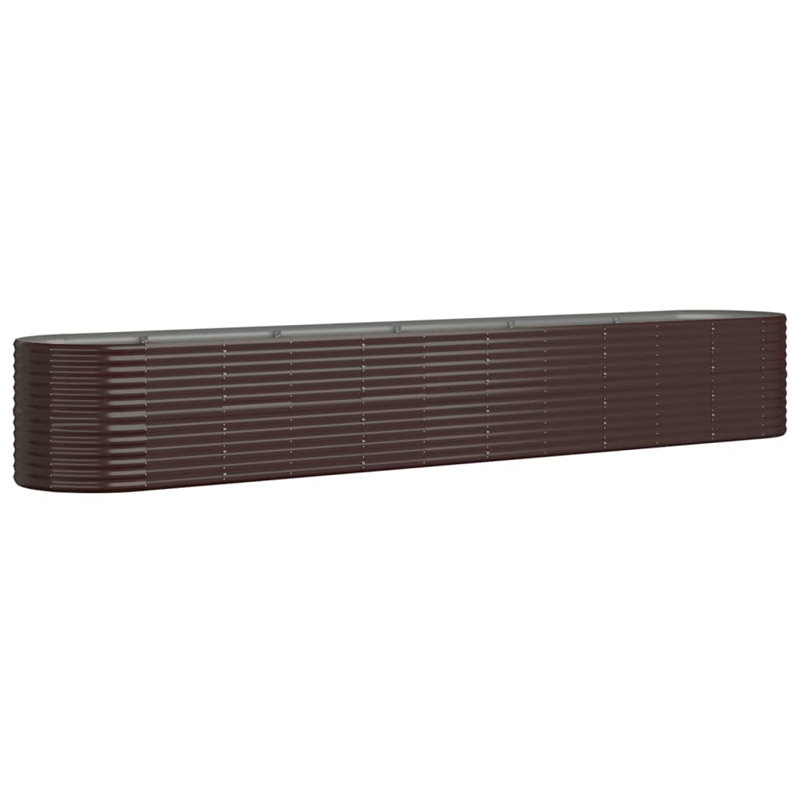 Garden Raised Bed Powder-coated Steel, Brown, 26.77" H x 173.23" W x 31.50" D