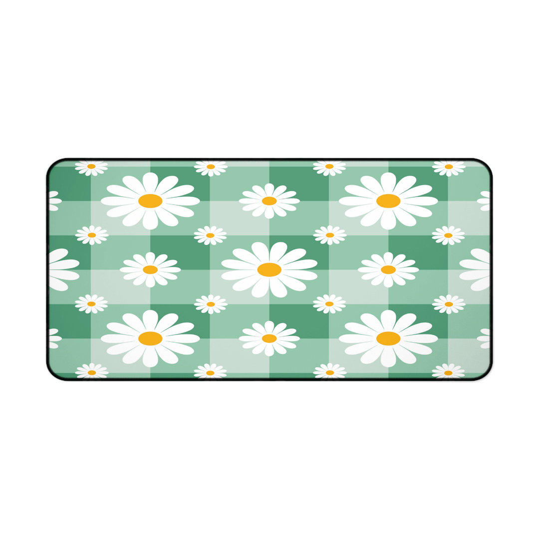 Green Gingham Daisy Desk Mat