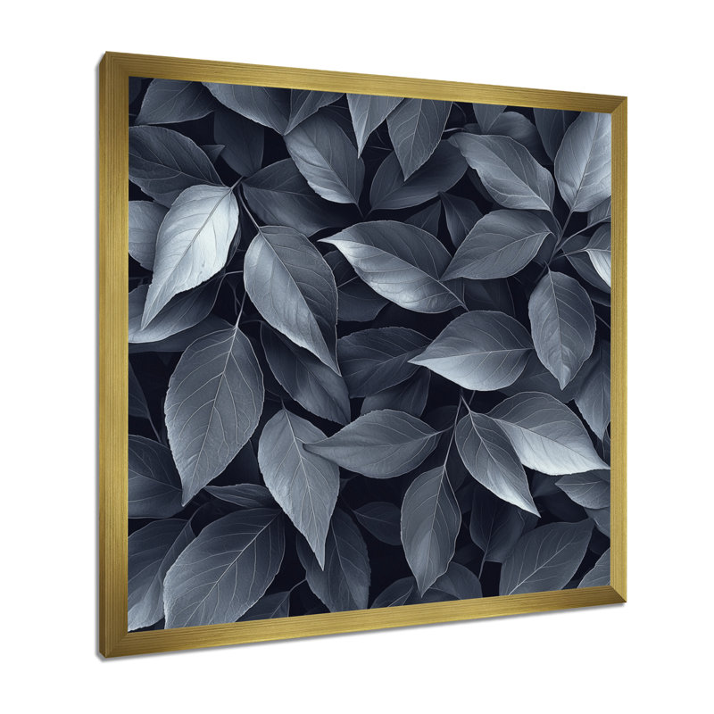 «Slate Grey Leaves Beauty II - Leaves», art mural, Reproduction encadrée d'une seule photo, H 16 po x l 16 po, Doré