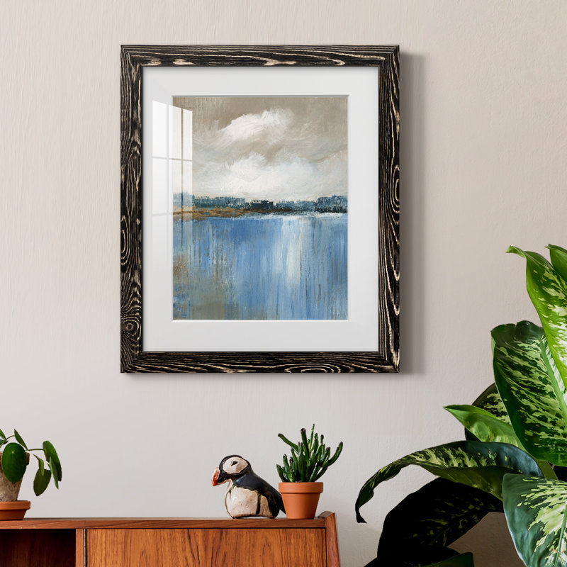 Vent et eau - Peinture encadrée, Cadre noir, H 20 po x l 17 po x P 1,5 po