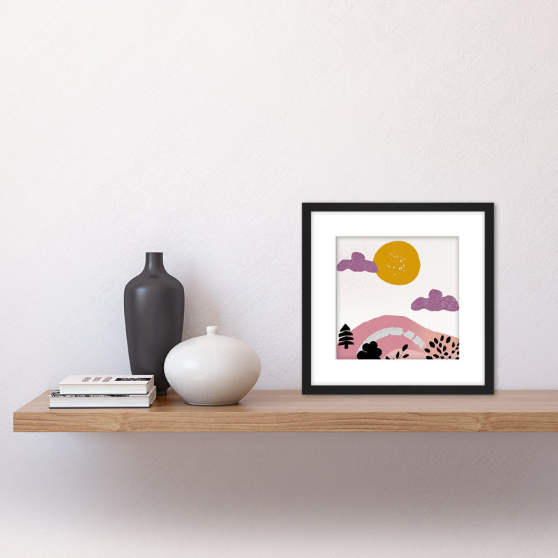 Landscape Sun Hills Boho Watercolour - Single Picture Frame Print