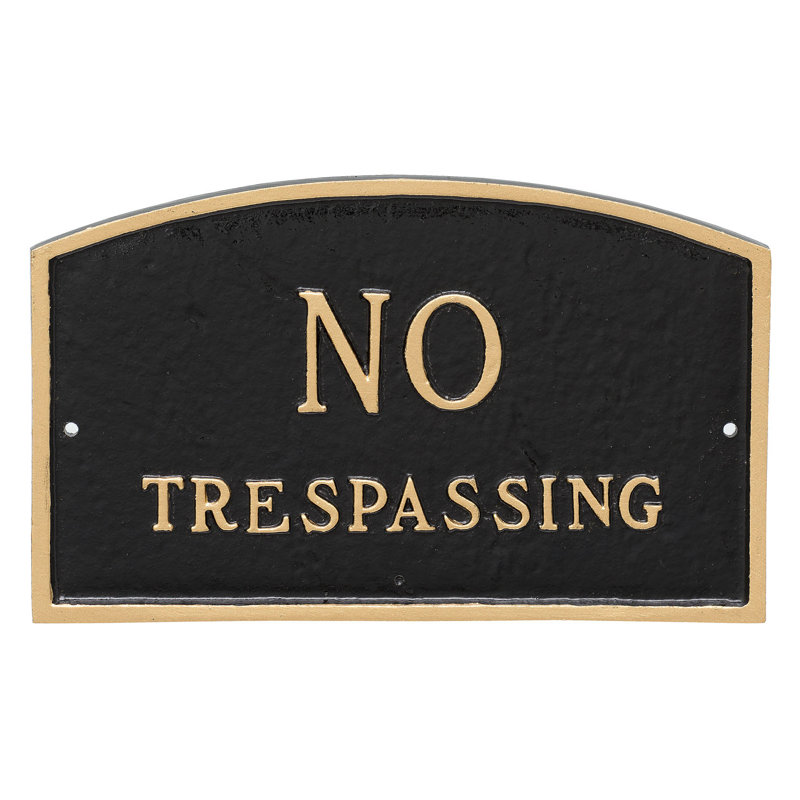 Plaque de jardin à déclaration sans intrusion, Noir / or, H 10 po x l 15 po x P 0,25 po