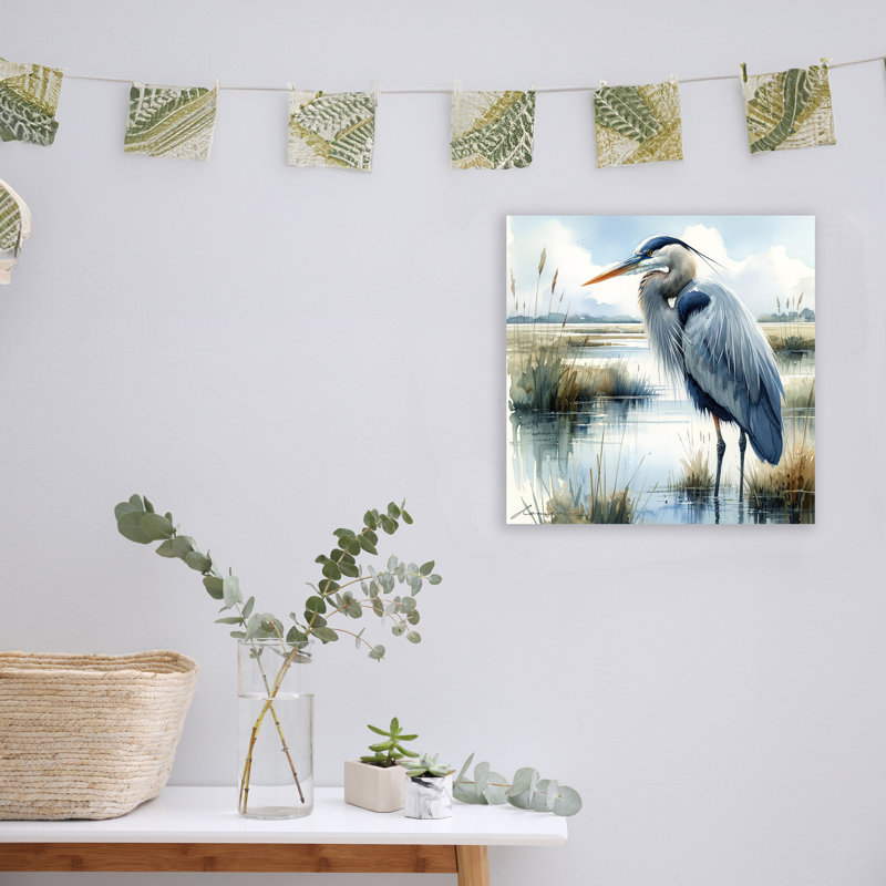 " Tranquil Marshlands - Heron ", 20" H x 20" W x 1.5" D