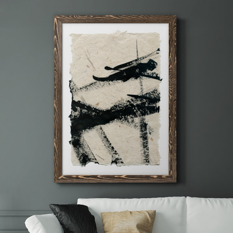 «Lines Crossed II», peinture sur toile encadrée, H 31,5 po x l 23,5 po x P 1,5 po, Encadré de bois de noyer