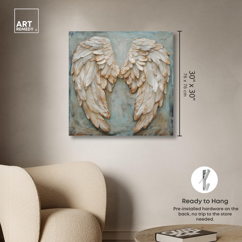 Art mural Wings of Ash I, H 30 po x l 30 po x P 1,5 po, Toile tendue