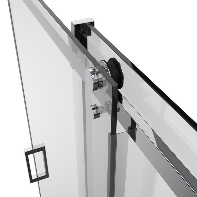 60 In. W X 76 In. H Single Sliding Frameless Shower Door/Enclosure In Chrome Finish With Clear Glass, Chrome