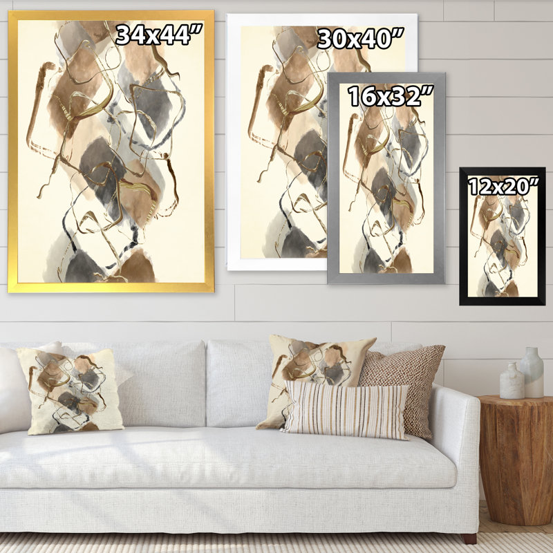 «Gold Glam Squares III», reproduction sur toile encadrée, Cadre blanc, H 20 po x l 12 po x P 1po
