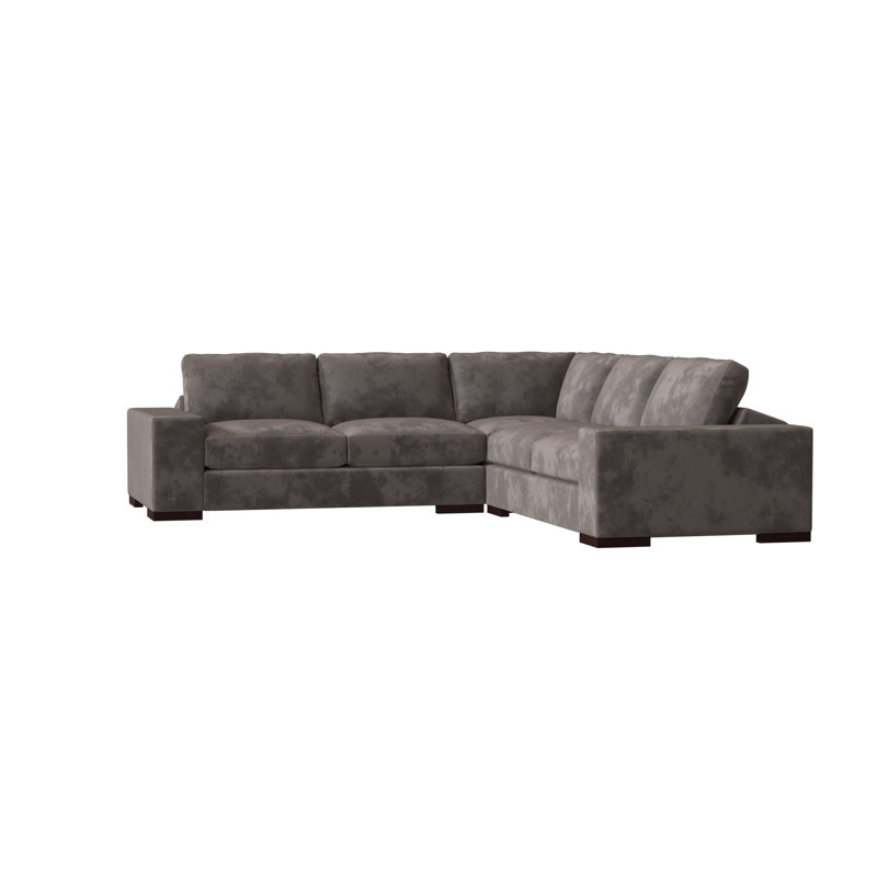 Canapé modulaire Brann de 120 po de largeur Brann, Velours gris anthracite, Acajou