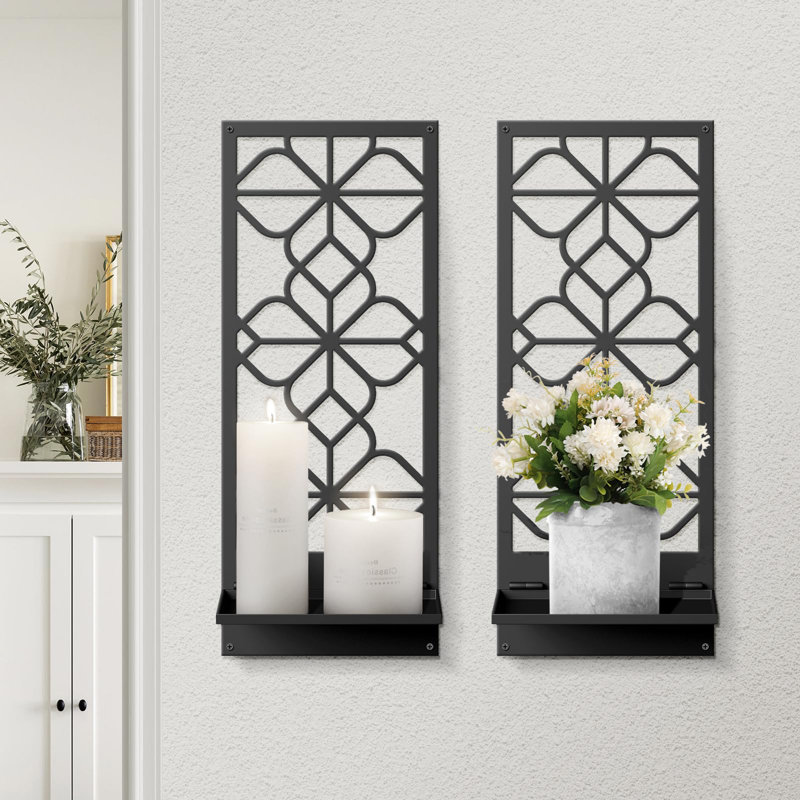 Black Metal Wall Decor, Minimalist Retro Wall Art, Wall Candle Holder, Farmhouse Rustic Bathroom Wall Art, Aesthetics Wall Hanging
