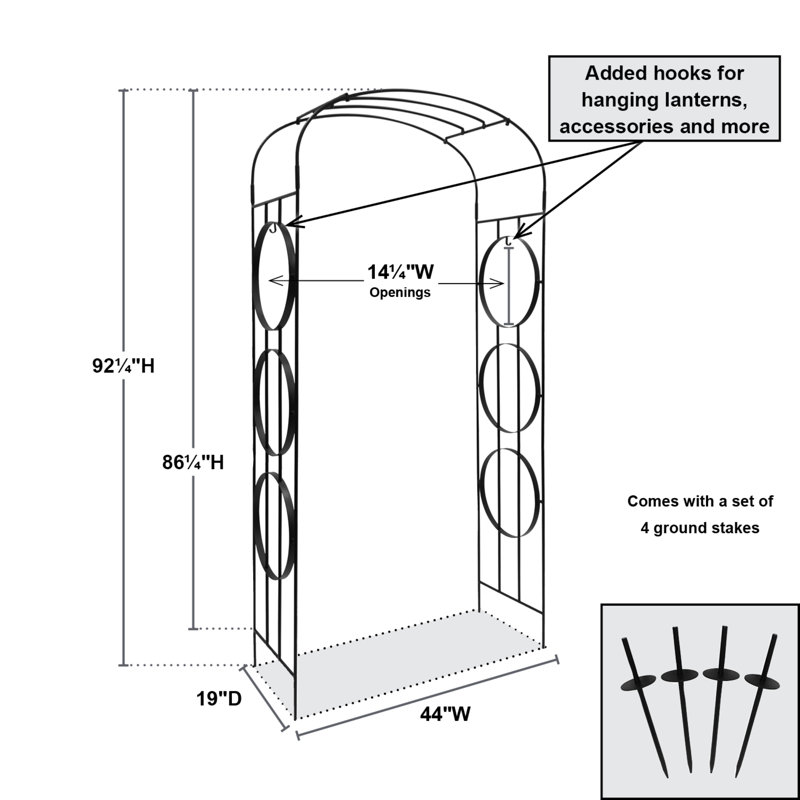 44'' W x 19'' D Metal Arbour in Black