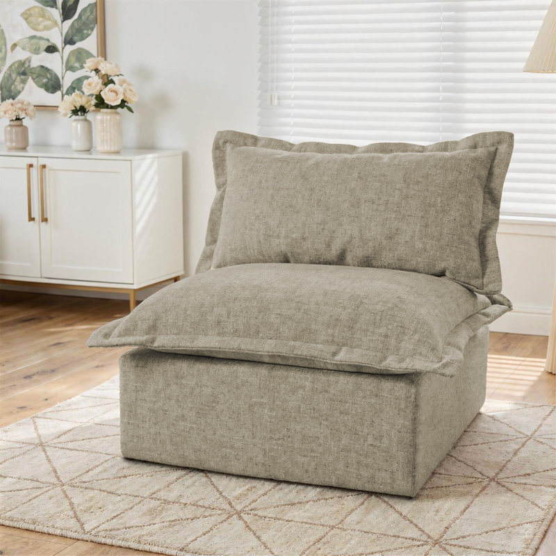 Upholstered Soft Camel Chenille Accent Lounge Chair with Cushion Back – Fully Compressed, No Assembly Required, Camel