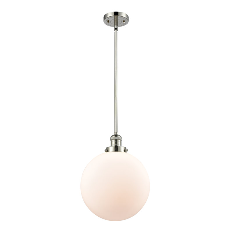 Clermont 1 - Light Single Pendant, Matte White, Incandescent, Polished Nickel