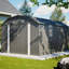 Abri de jardin 3 x 3,6 m (10 x 12 pi) en acier antirouille gris robuste, avec châssis de plancher, étanche, grande porte, construction haute résistance, résistant à la neige, conception intelligente.