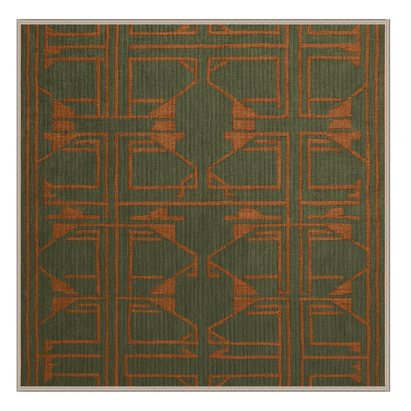 Tapis brun treillis lavable à la machine, Carré 6 pi