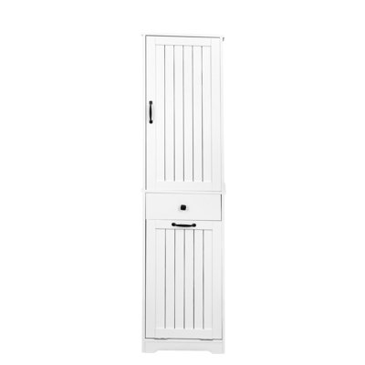 Elegant White Laundry Cabinet With Convenient Storage And Hanging Feature Efficient Organization Space