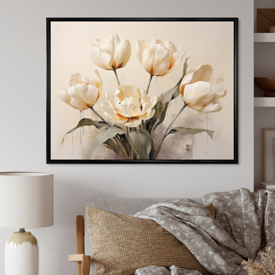 " Beige Embellished Tulips Symphony III "