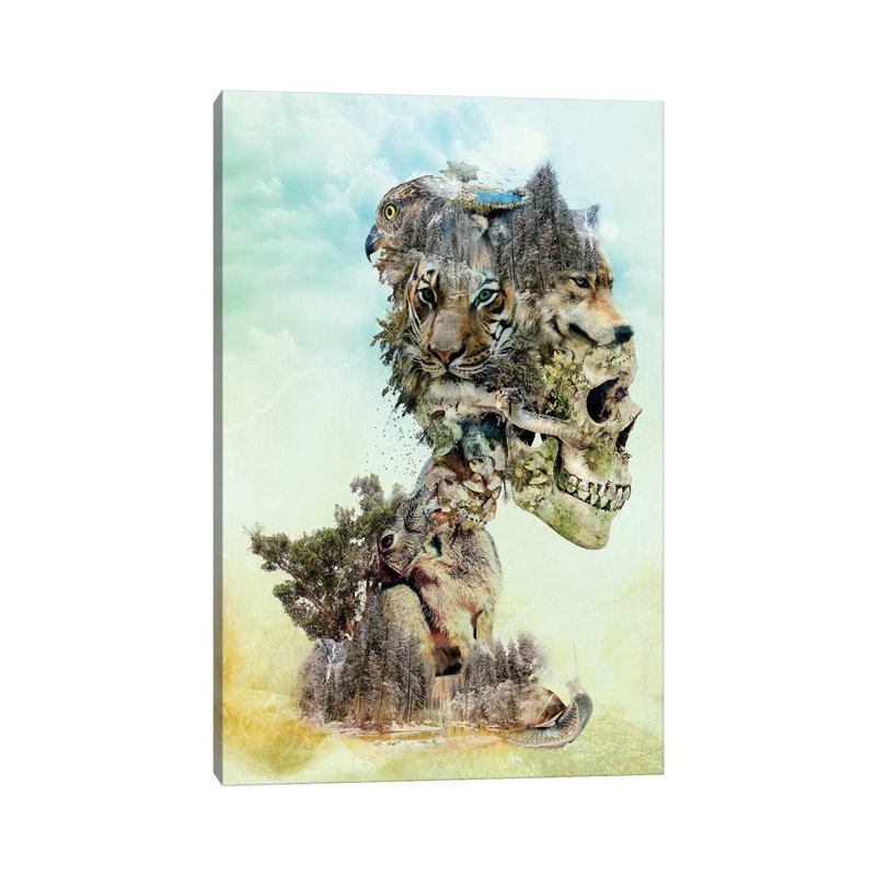 Nature Skull by Riza Peker - Wrapped Canvas Painting, 20.32 cm H x 30.48 cm W