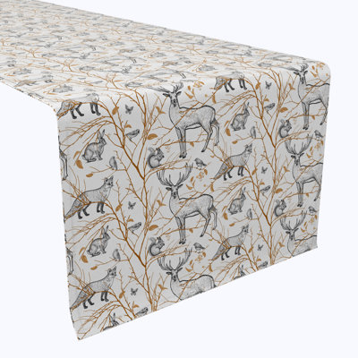 Table Runner, 100% Cotton, 16X108", Woodland Wildlife
